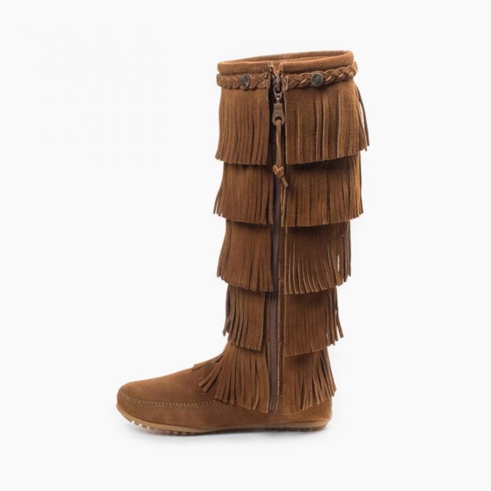 Minnetonka Moccasin Five Layer Fringe Boot Size 7 - image 3